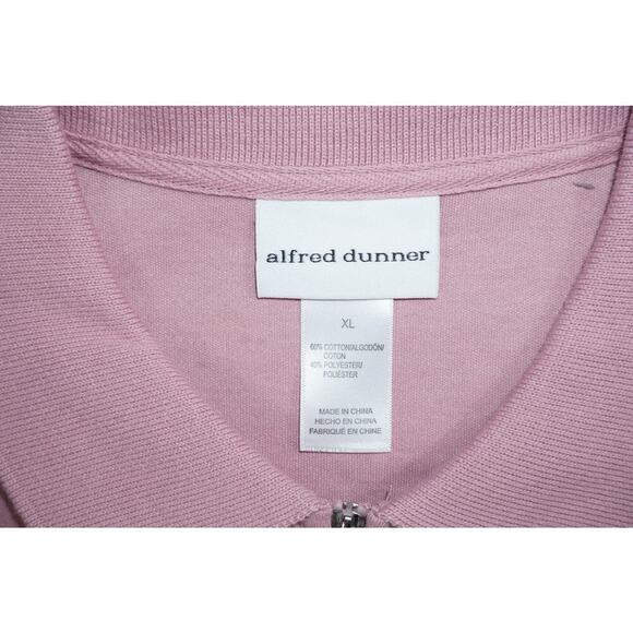 Alfred Dunner Women’s XL Rose Pink Floral Embroidered Zip Pullover Sweater - Picture 3 of 5